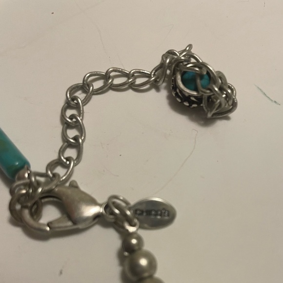 Chico’s necklace, faux turquoise&silver costume beaded w/beautiful tassel 13-15” - Picture 9 of 10